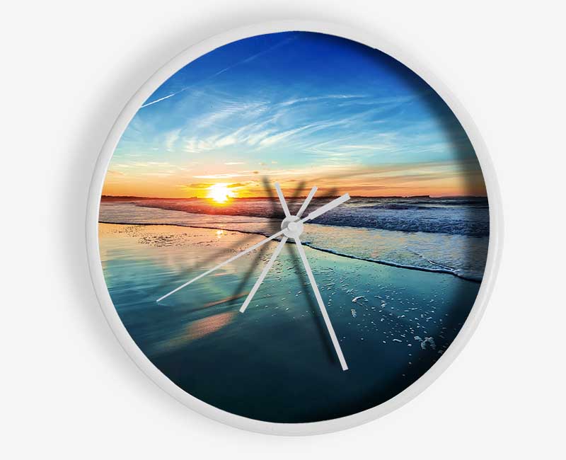 Turquoise Ocean Swell Clock - Wallart-Direct UK