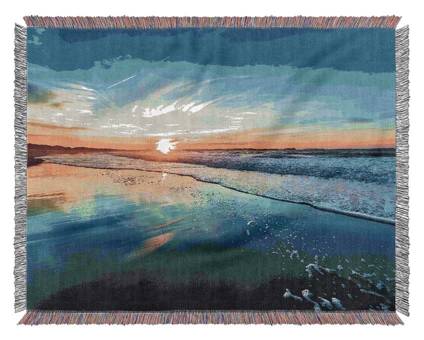 Turquoise Ocean Swell Woven Blanket