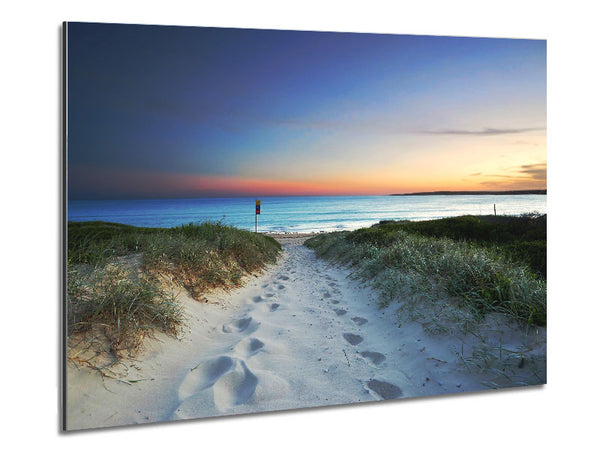 Sunrise Beach Walk Metal Print