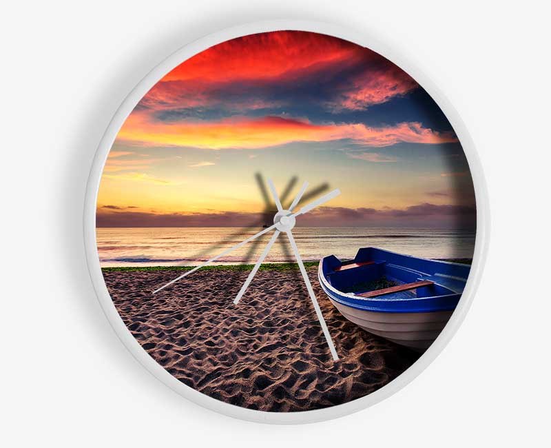 Row Boat Skies Clock - Wallart-Direct UK