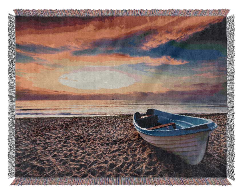 Row Boat Skies Woven Blanket