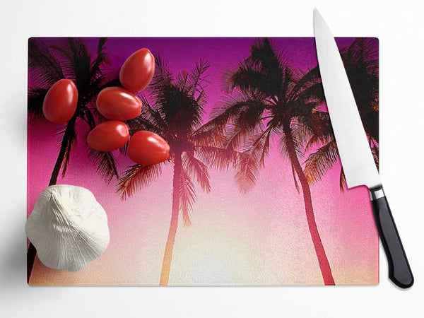 Los Angeles Sunset Palms Glass Chopping Board