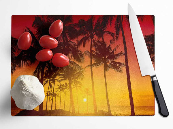 Perfect Palm Tree Delight Glass Chopping Board