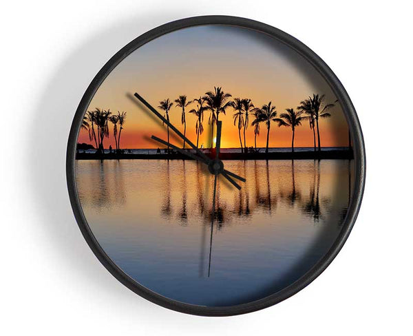 Reflections Of The Palm Trees Clock - Wallart-Direct UK