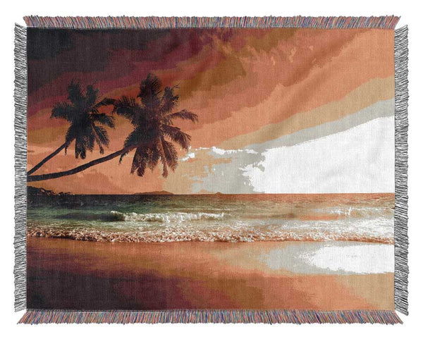 Ocean Sun Beam Palms Woven Blanket