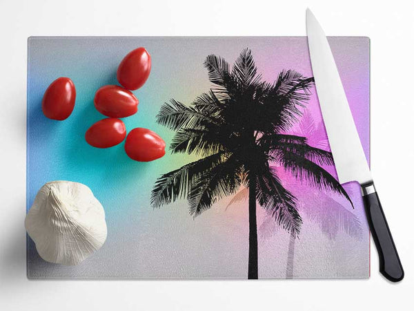 Psychedelic Palm Skies Glass Chopping Board