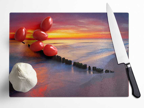 Movement Of The Sunset Ocean Glass Chopping Board