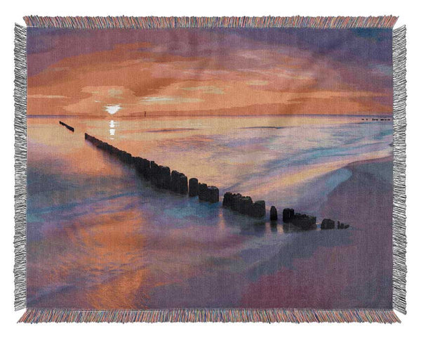 Movement Of The Sunset Ocean Woven Blanket