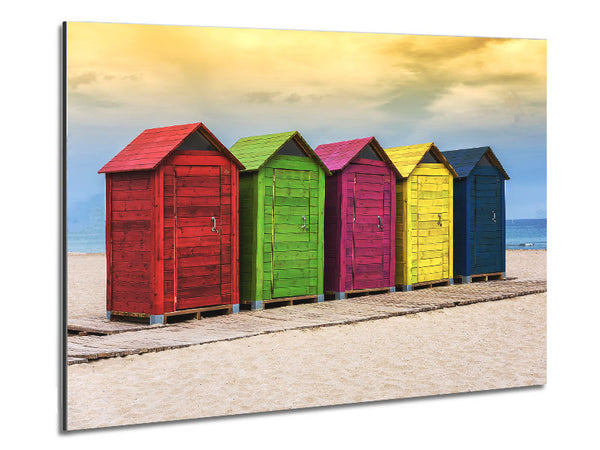 Beach Hut Boardwalk Metal Print