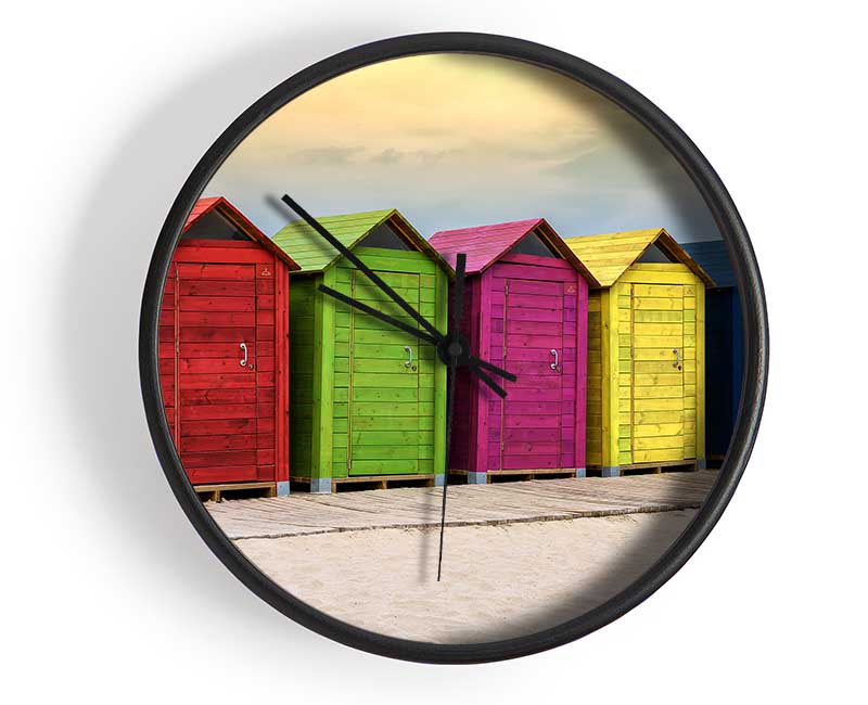 Beach Hut Boardwalk Clock - Wallart-Direct UK