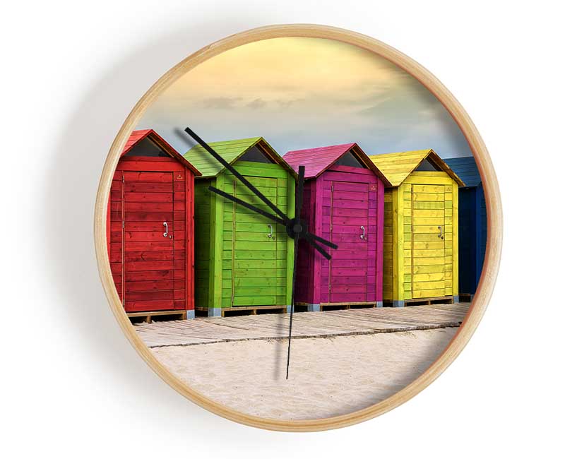 Beach Hut Boardwalk Clock - Wallart-Direct UK