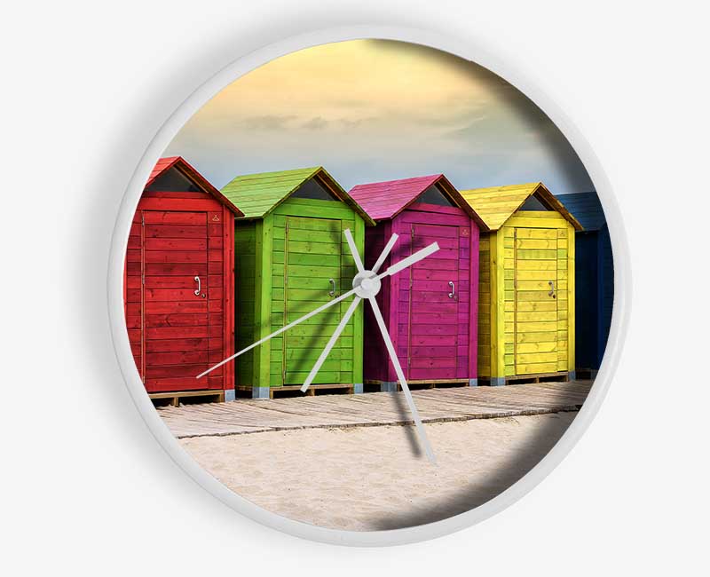 Beach Hut Boardwalk Clock - Wallart-Direct UK