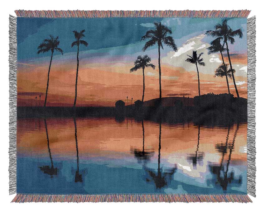 Stunning Reflections Of The Ocean Sky Woven Blanket