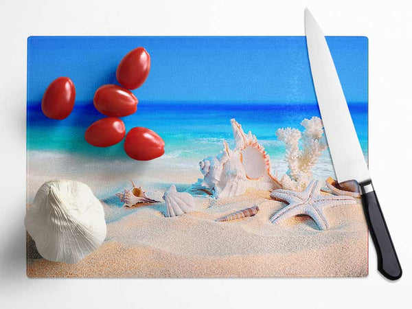 Perfect Ocean Shells Glass Chopping Board