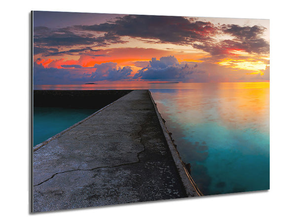 Turquoise Ocean Walk Metal Print