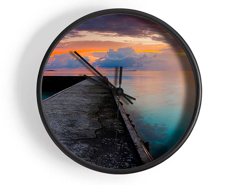 Turquoise Ocean Walk Clock - Wallart-Direct UK