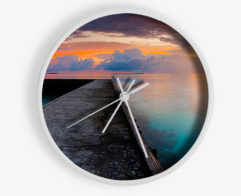 Turquoise Ocean Walk Clock - Wallart-Direct UK