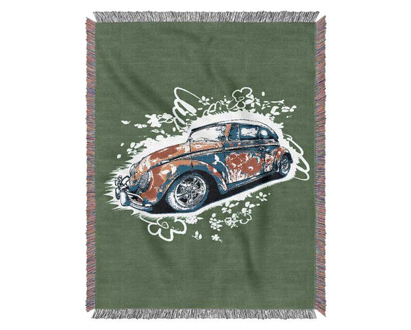Flower Power VW Beetle Woven Blanket