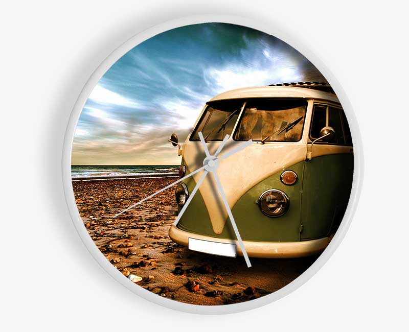 VW Camper Van Green Clock - Wallart-Direct UK
