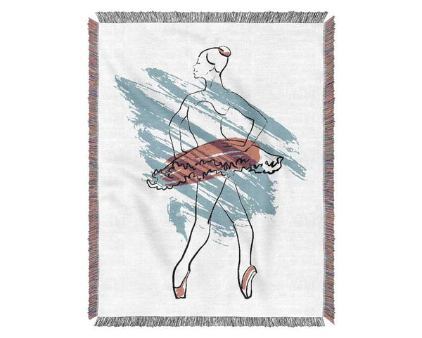 Blue Pink Ballerina 1 Woven Blanket