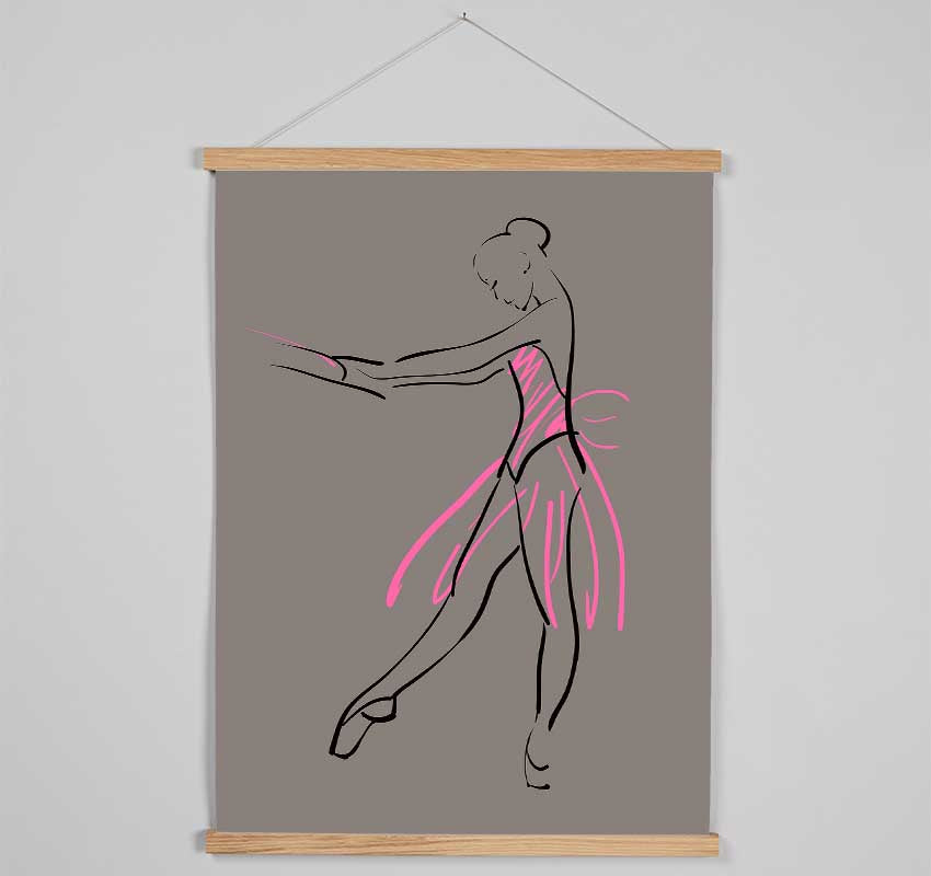 Grey Pink Ballerina 1 Hanging Poster - Wallart-Direct UK