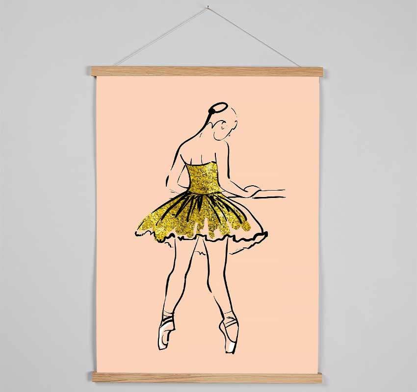 Golden Pink Ballerina 2 Hanging Poster - Wallart-Direct UK