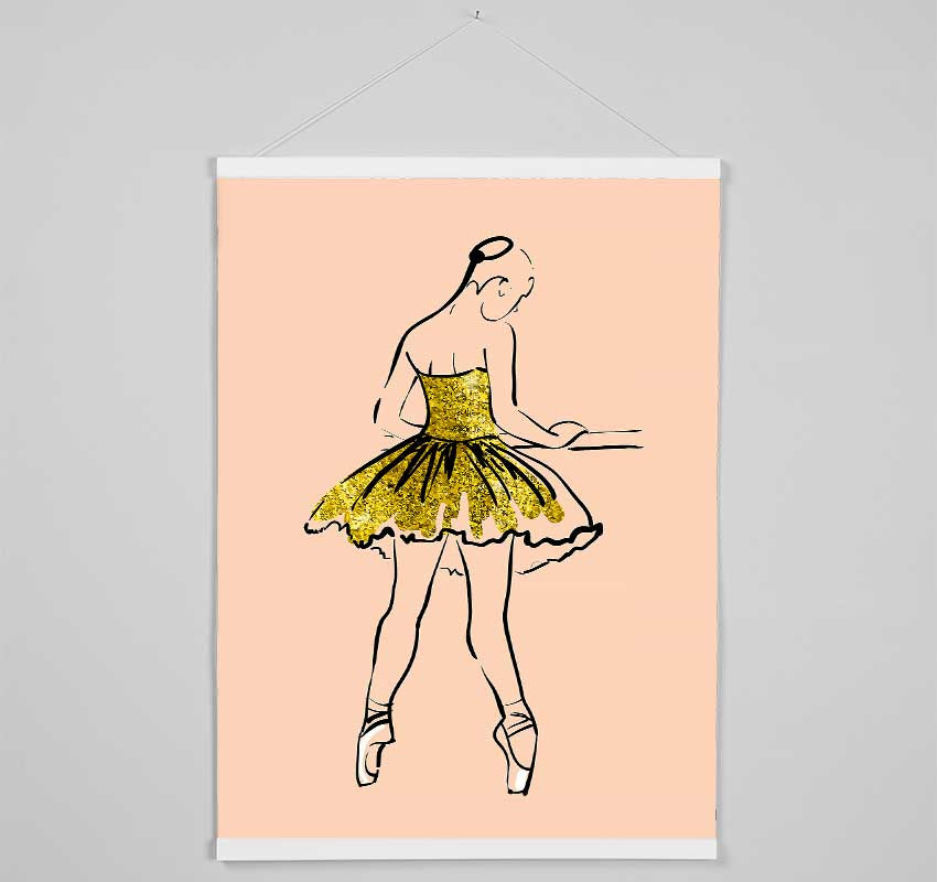 Golden Pink Ballerina 2 Hanging Poster - Wallart-Direct UK
