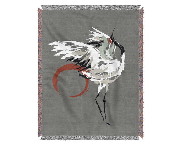 Japanese Crane 2 Woven Blanket