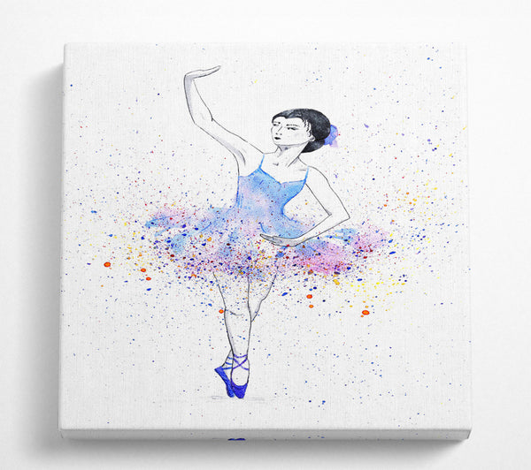 A Square Canvas Print Showing Blue Pink Ballerina 5 Square Wall Art
