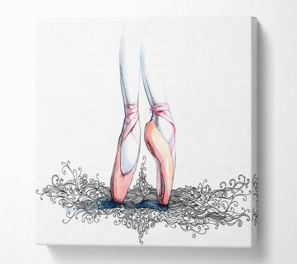 A Square Canvas Print Showing Ballerina Shoes 3 Square Wall Art