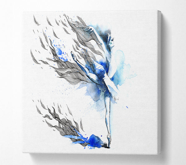 A Square Canvas Print Showing Blue Ballerina 12 Square Wall Art