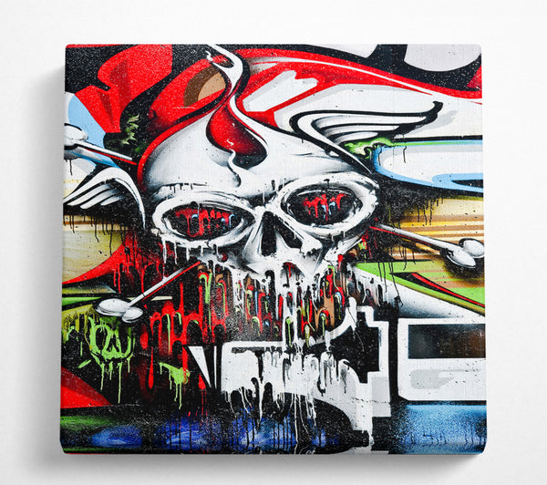 A Square Canvas Print Showing Melting Skull Square Wall Art