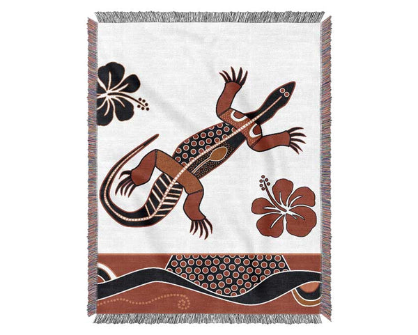 Aboriginal Lizard 1 Woven Blanket