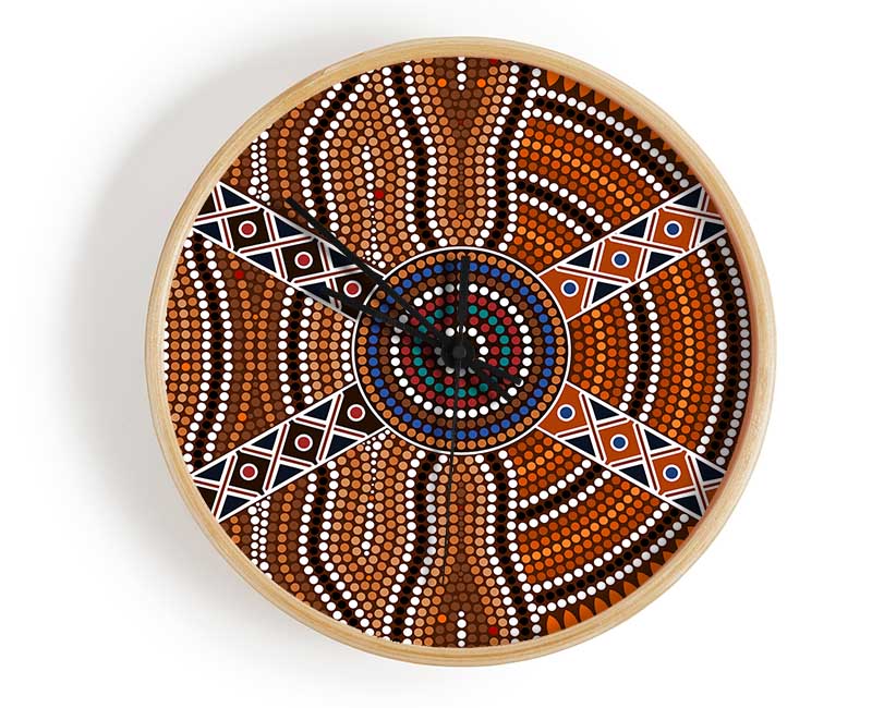 Aboriginal Pattern 2 Clock - Wallart-Direct UK