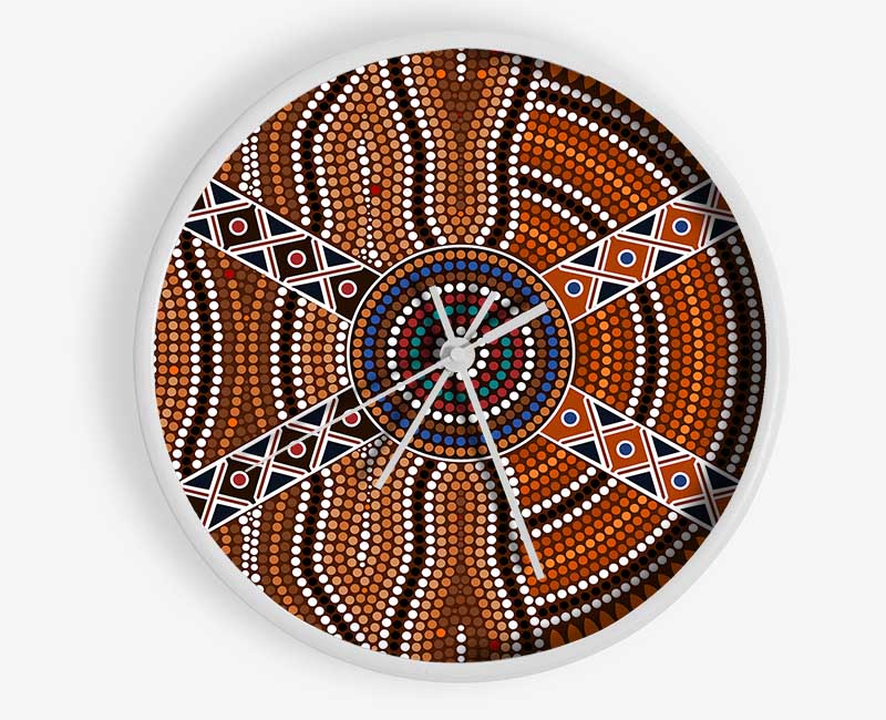 Aboriginal Pattern 2 Clock - Wallart-Direct UK