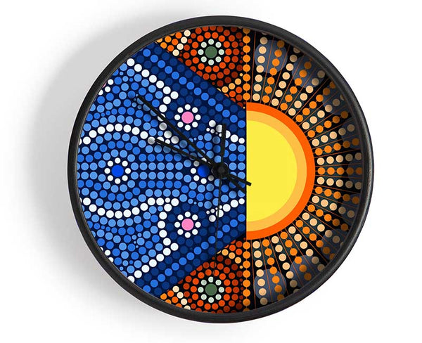 Aboriginal Pattern 9 Clock - Wallart-Direct UK