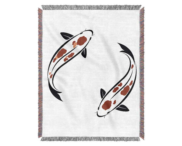 Japanese Twin Koi Woven Blanket