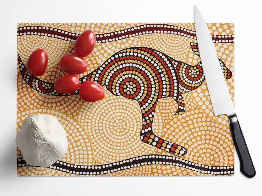 Aboriginal Kangaroo 4 Glass Chopping Board