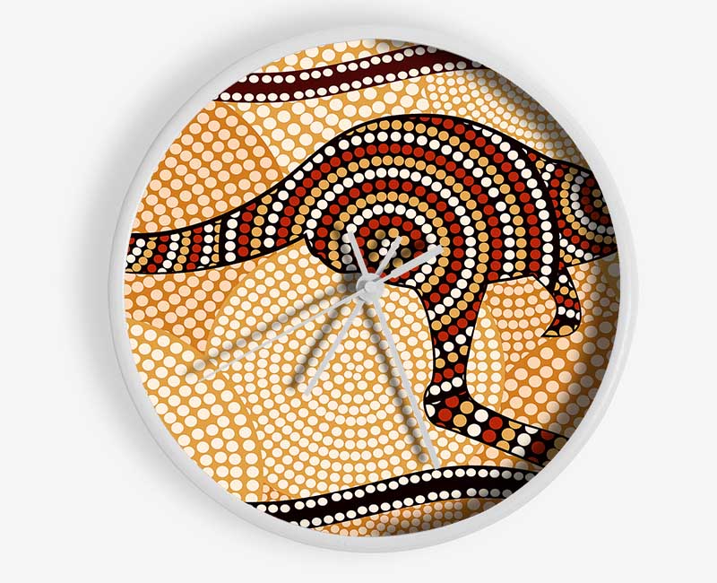 Aboriginal Kangaroo 4 Clock - Wallart-Direct UK