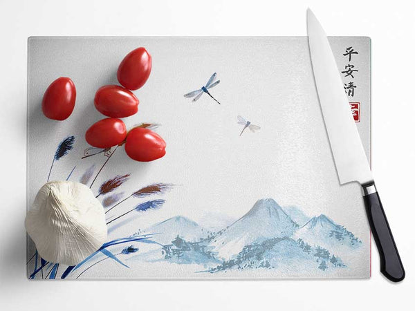 Japanese Dragonfly Glass Chopping Board