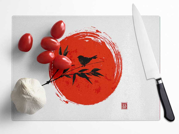 Chinese Red Sun Glass Chopping Board