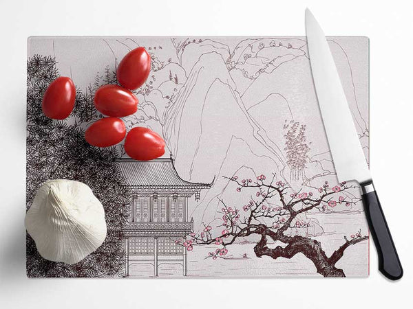 Home Of The Chinese Cherry Blossom Glass Chopping Board