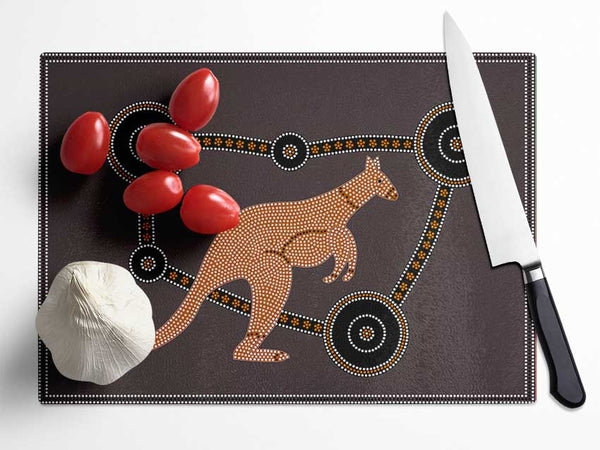 Aboriginal Kangaroo 1 Glass Chopping Board