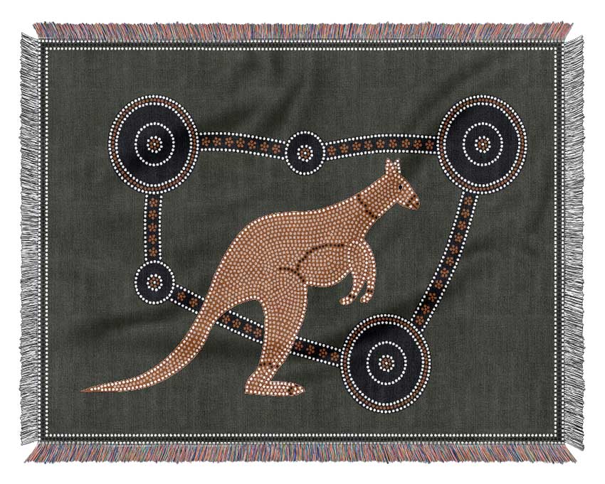 Aboriginal Kangaroo 1 Woven Blanket