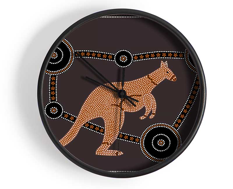 Aboriginal Kangaroo 1 Clock - Wallart-Direct UK