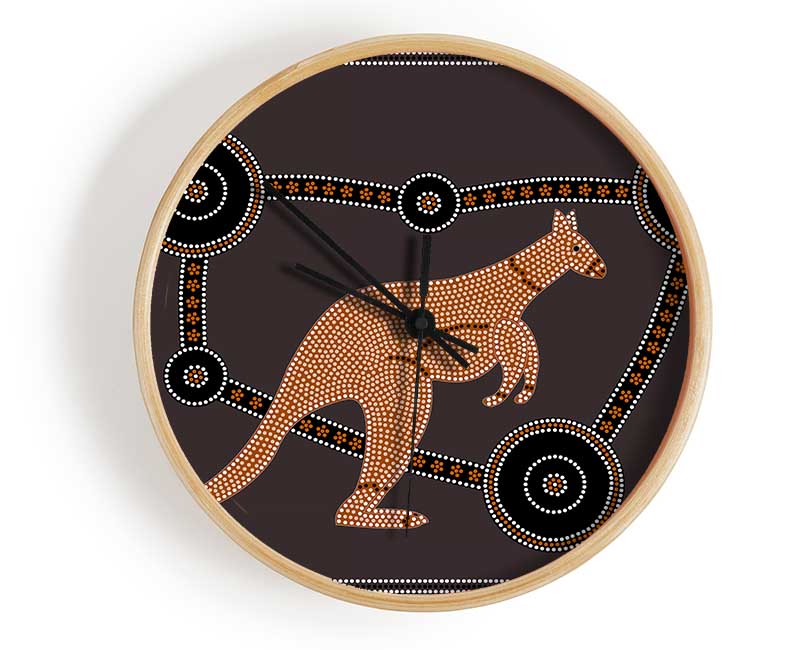 Aboriginal Kangaroo 1 Clock - Wallart-Direct UK