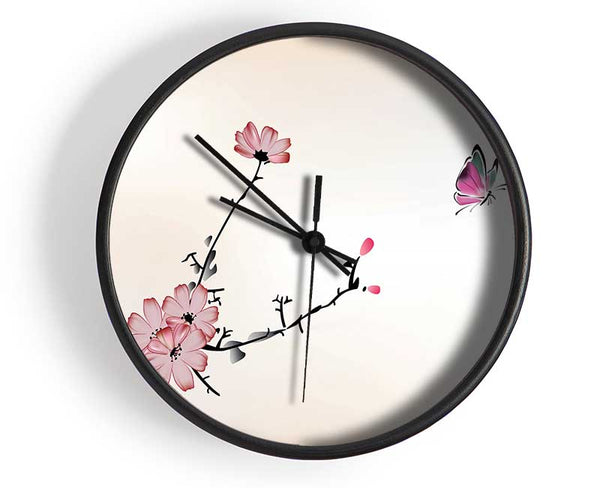 Chinese Cherry Blossom Butterflies Clock - Wallart-Direct UK