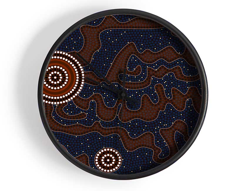 Aboriginal Pattern 3 Clock - Wallart-Direct UK
