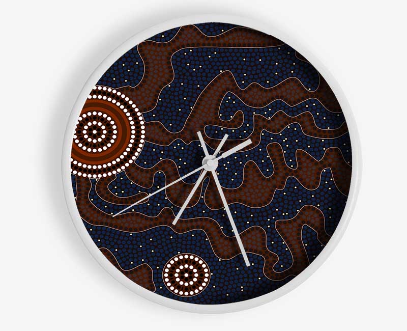 Aboriginal Pattern 3 Clock - Wallart-Direct UK