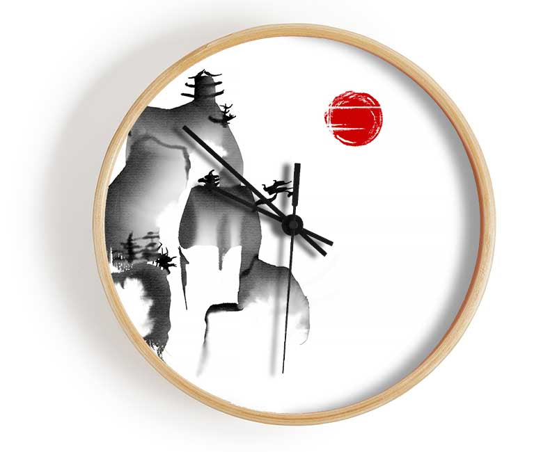 Chinese Mountain Tops 2 Clock - Wallart-Direct UK